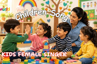 sing and produce children song, nursery rhymes for youtube, kids female singer