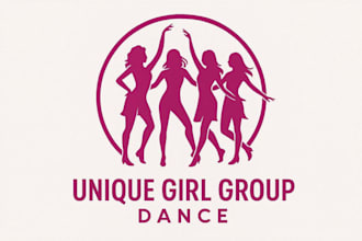 design energetic and unique group dance mascot logo with original concept
