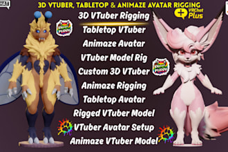 rig 3d vtuber model, tabletop vtuber and animaze avatar