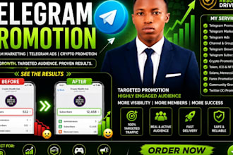 do telegram promotion, telegram marketing, telegram ads and crypto promotion