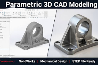 create parametric 3d mechanical design, sheet metal with step files for printing