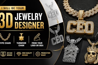 be your 3d jewelry designer hype chain, turnover chain from your logo or idea