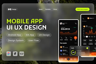 mobile app UX UI design, ios and android UI design in figma