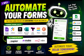 create and automate google forms, jotform or typeform with zapier, make or n8n