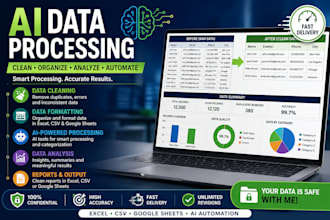 do ai data processing, data cleaning, formatting and analysis