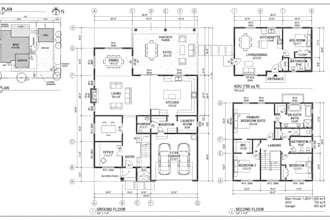 city permit blueprint, 2d floor plans, adu, garage, patio and custom home design
