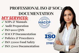 do iso 27001, 9001, 27701, 42001, soc2, haccp certification and documentation