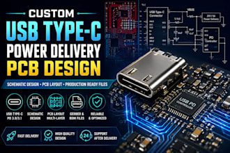 design custom usb type c power delivery pcb with schematic design