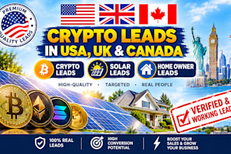 provide crypto leads in USA UK and canada with solar leads and home owner lead