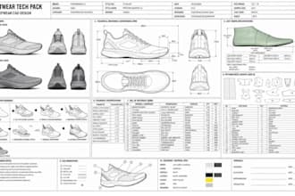 do footwear tech pack shoe design flat sketches 3d sneaker and 3d footwear cad
