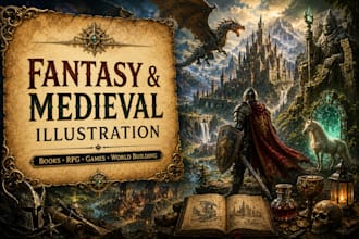 create fantasy and medieval style illustration