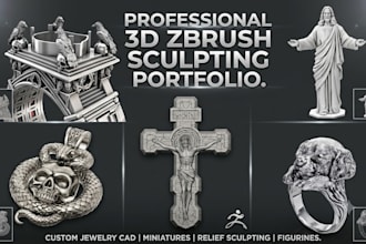 do 3d zbrush sculpting, 3d character, miniature and jewelry cad model