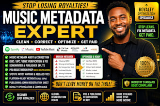 fix music metadata and register your songs for global royalties distribution