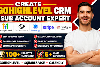 create gohighlevel crm sub account squarespace design calendly saas automation