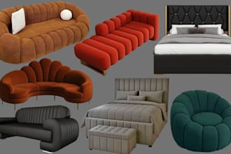 design 3d second life furniture mesh set low li full perm, 3d second life imvu