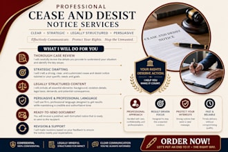 prepare a cease and desist notice for business disputes and contract violations