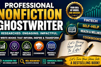 nonfiction ghostwriter, fintech writer, cookbook and self help health, wellness