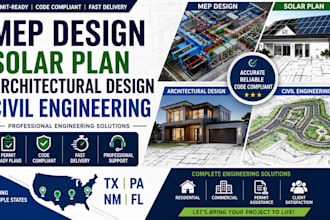 mep design, solar plan, architectural design, civil engineering in tx pa nm fl