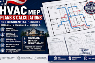 design hvac mep plans, manual j load calculations for residential permits