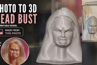 sculpt realistic 3d head bust photo to stl 3d printable portrait model