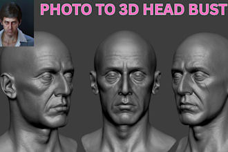 sculpt realistic 3d head bust photo to stl 3d printable portrait model