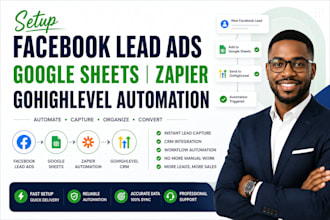 setup facebook lead ads gohighlevel zapier google sheets automation