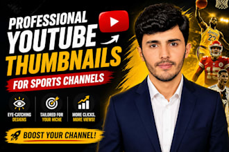 design youtube thumbnails for boost sports, gym, nba, NFL, football channel