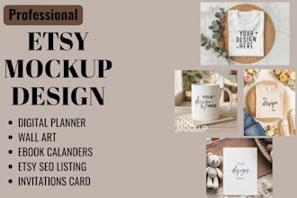 design digital product, etsy mockup, invitation card, etsy print on demand