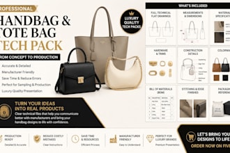 design handbag and tote bag tech pack for private label brands custom utility