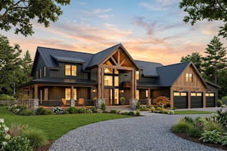 do 3d farmhouse, barndominium, tiny house, facade rendering
