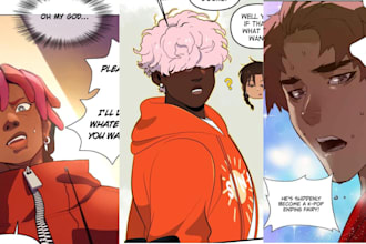 draw webtoon cover, webcomic, webtoon panels and manga illustration