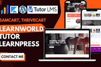 set up samcart, thrivecart, learnworlds or podia online course sales funnel