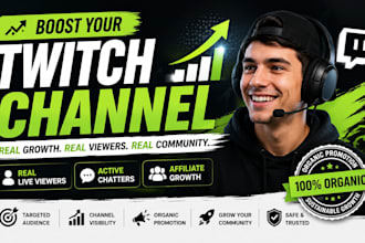 promote your twitch stream for real live viewers, chatters and affiliate grow
