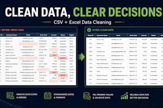 clean and organize your CSV or excel data fast