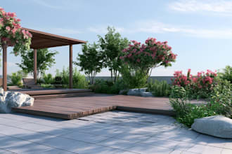 design front yard, backyard, home garden as landscape