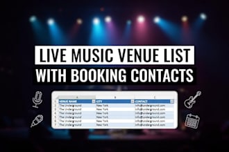 research music venues and booking contacts for your city
