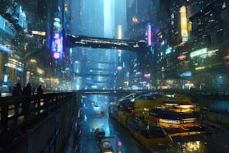 design a cyberpunk scifi futuristic city
