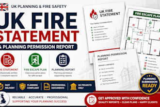 prepare a UK fire statement, fire escape plan and planning permission report