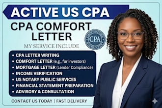 sign US CPA comfort letter notary letter US mortgage letter income verification