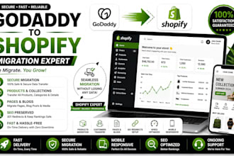 migrate godaddy website to shopify, transfer, redesign and optimize store