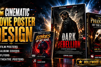 design a cinematic movie poster, flyers, film poster, album, theatre logo design