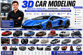 do realistic 3d car modeling vehicle design rendering automotive for 3d printing