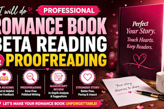 do romance book beta reading and professional proofreading