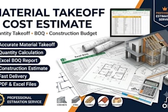 provide material takeoff quantity takeoff and construction estimate