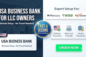 create business USA bank for llc owners, mercury wise payoneer USA bank creation