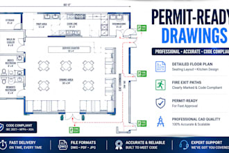 design restaurant floor plan and permit ready drawings
