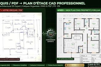 convert PDF, sketch or image to clean autocad dwg floor plan