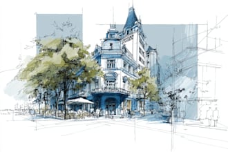 draw digital architectural sketches and illustrations