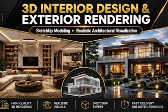 do 3d interior and exterior rendering in sketchup