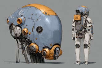 draw mecha robot armor character concept for you
